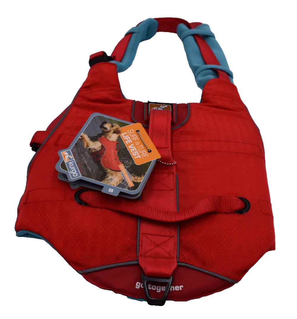 KURGO Surf n Turf Dog Life Jacket - Red / Blue - Small - New with Tags